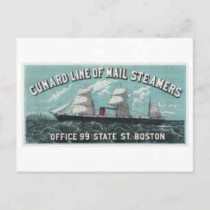 Cartão Postal Cunard Line of Mail Navios a vapor Advertisement V