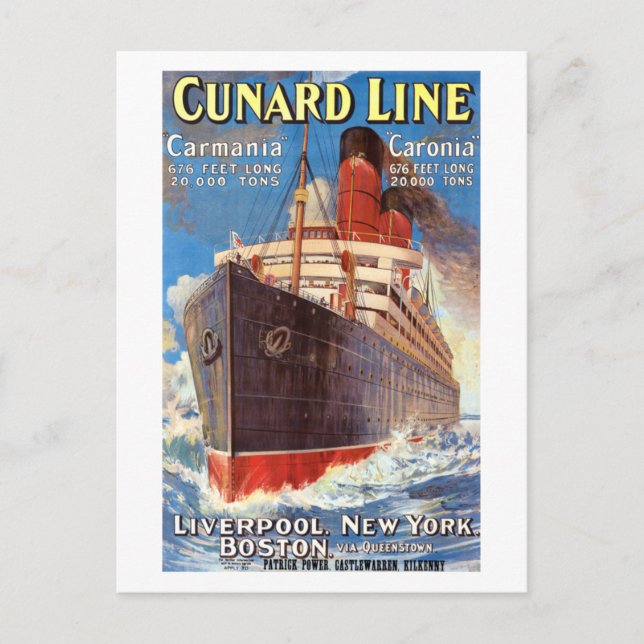 CARTÃO POSTAL CUNARD OCEAN LINER HAMBURG NEW YORK POSTER POSTCAR (Frente)