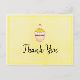 Cartão Postal Cupcake Amarelo Aquarela Obrigado