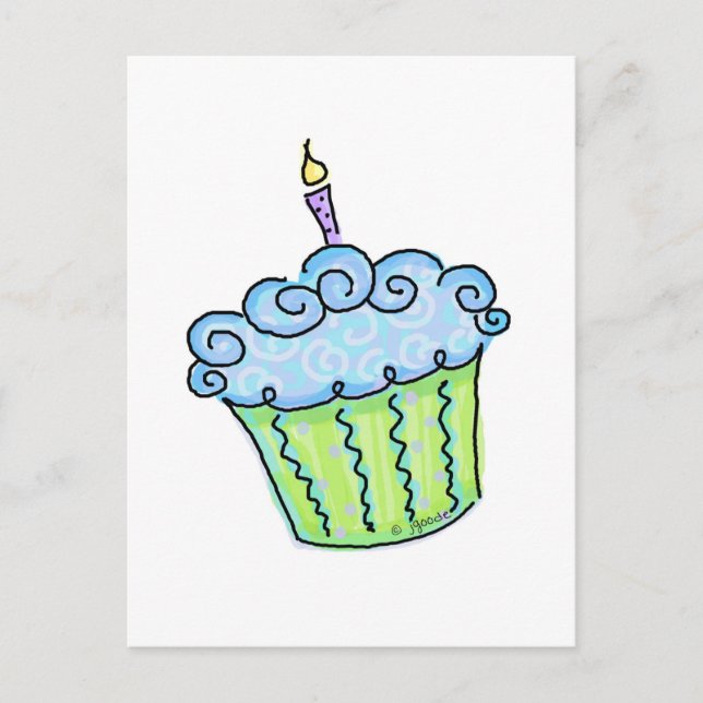 Cartão Postal Cupcake azul (Frente)