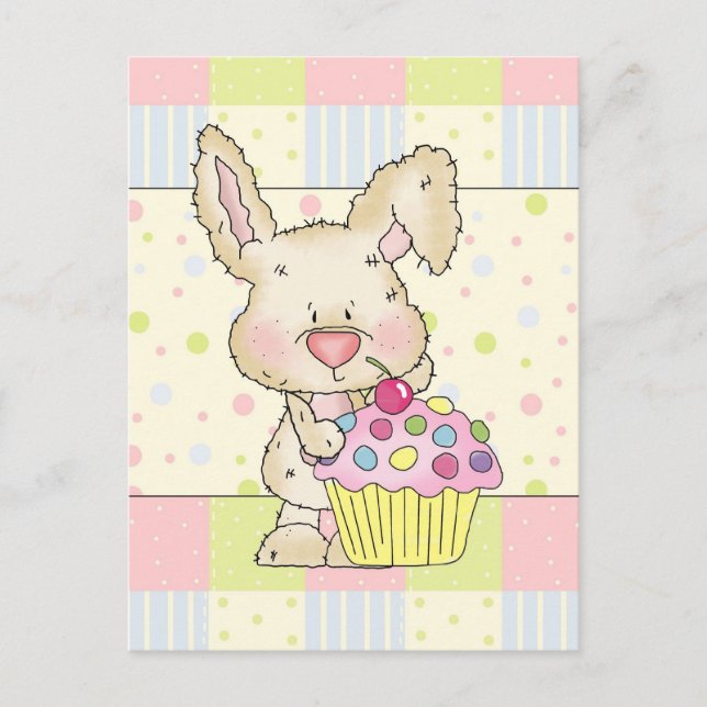 Cartão postal Cupcake Bunny (Frente)