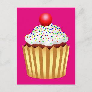 Cartão Postal Cupcake com as borrachas e a cereja no topo