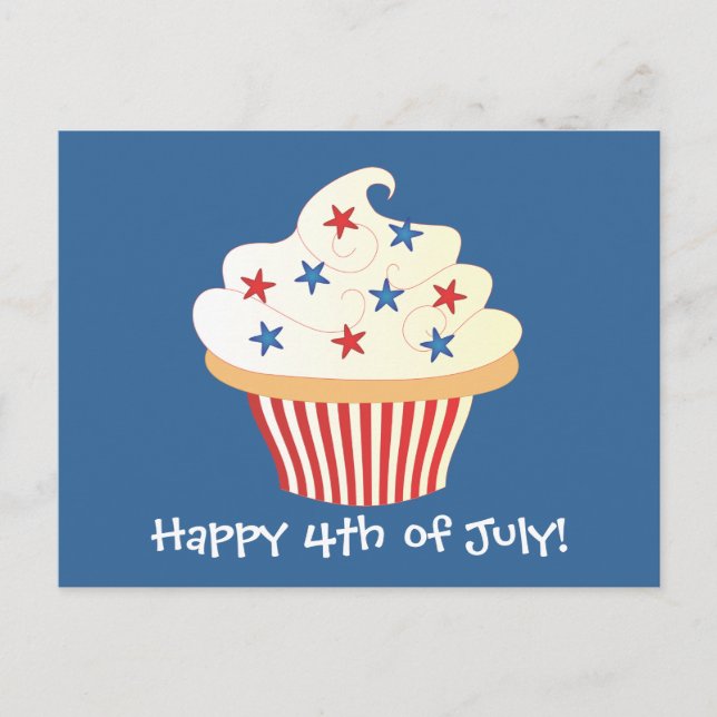 Cartão Postal cupcake de 4 de julho (Frente)