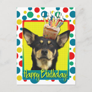 Cartão Postal Cupcake de aniversário - australiano Kelpie - Jude