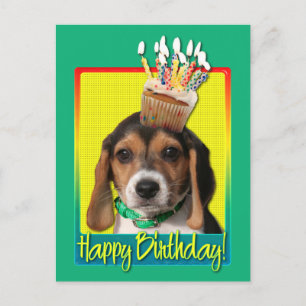 Cartão Postal Cupcake de aniversário - Beagle Puppy - Chloe
