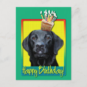 Cartão Postal Cupcake de aniversário - Labrador - Preto - Gage