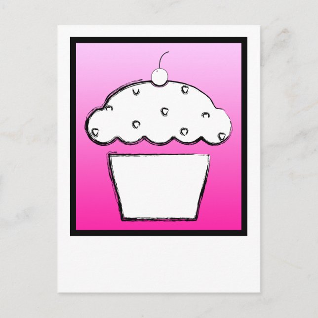Cartão Postal cupcake de cereja (Frente)