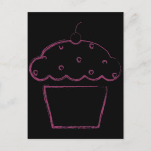 Cartão Postal cupcake de cereja