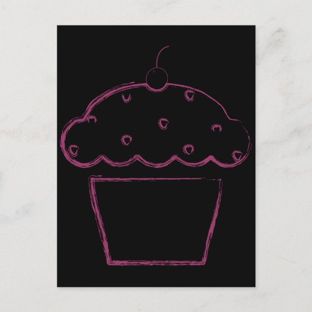 Cartão Postal cupcake de cereja (Frente)