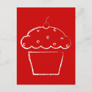 Cartão Postal cupcake de cereja
