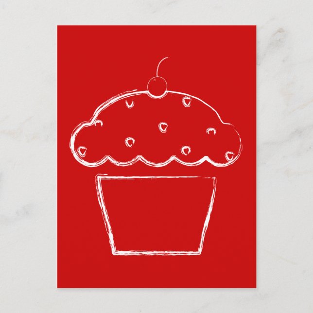 Cartão Postal cupcake de cereja (Frente)