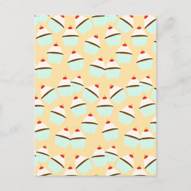 Cartão Postal Cupcake De Chocolate Com Creme E Cereja No Topo (Frente)