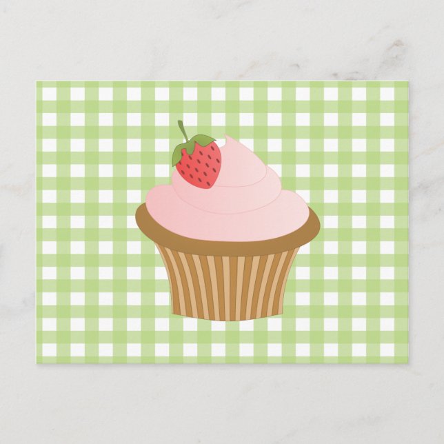 Cartão Postal Cupcake de chocolate de morango (Frente)