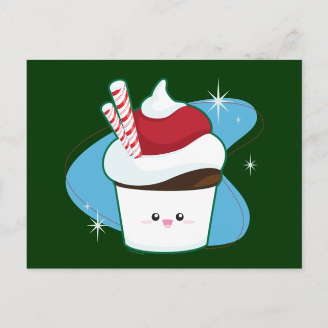 Cartão Postal Cupcake de hortelã-pimenta (Frente)