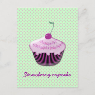 Cartão Postal cupcake de morango
