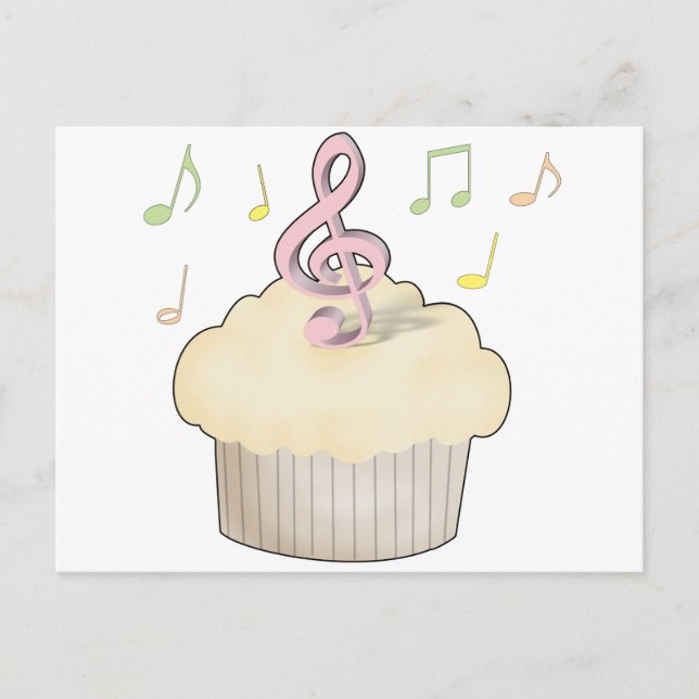 Cartão Postal Cupcake de música (Frente)