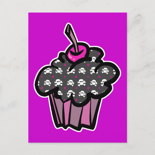 Cartão Postal cupcake do crânio do gótico (Frente)