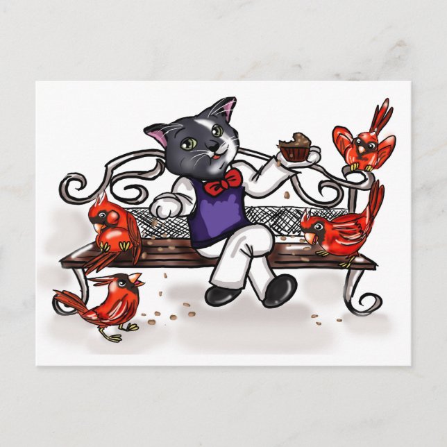 Cartão Postal Cupcake e Cardinais (Frente)