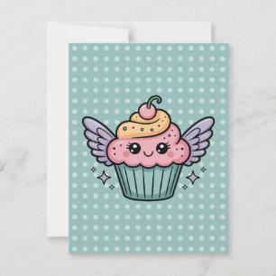 Cartão Postal Cupcake Kawaii