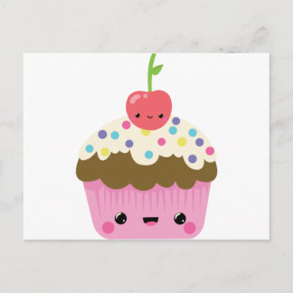 Cartão Postal Cupcake Kawaii Cute