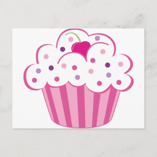 Cartão Postal Cupcake rosa