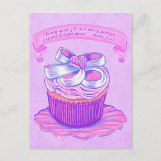 Cartão Postal Cupcake Rosa~Cartão-postal de boa oferta