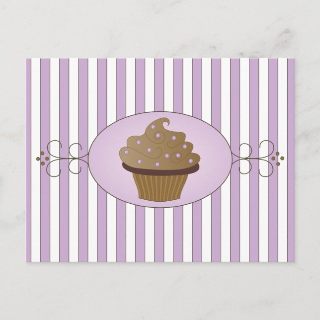 Cartão Postal Cupcake roxo (Frente)