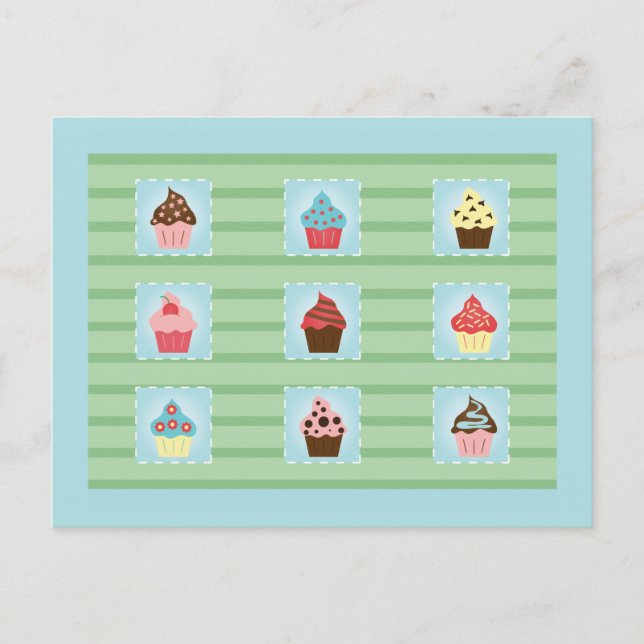 Cartão Postal Cupcakes charmosos (Frente)