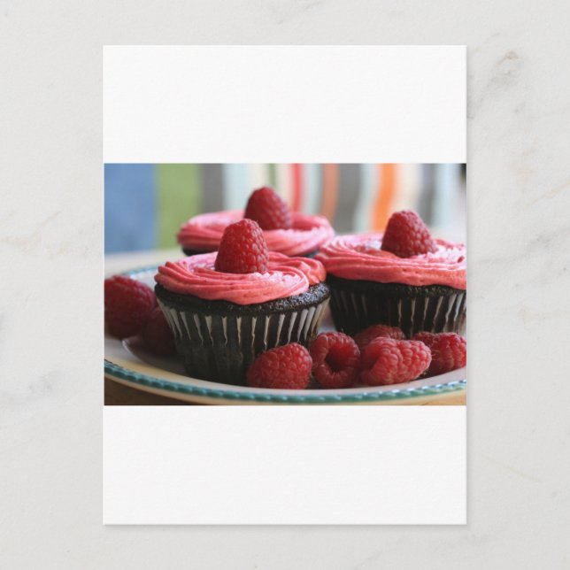 Cartão Postal Cupcakes de framboesa (Frente)