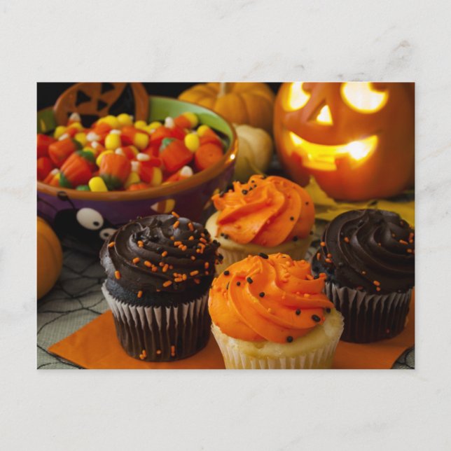 Cartão Postal Cupcakes de Halloween (Frente)
