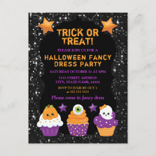 Cartão Postal Cupcakes de Halloween Olho de Abóbora Fantasma Kaw