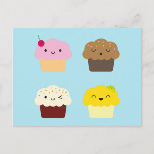 Cartão Postal Cupcakes Kawaii
