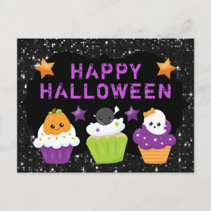 Cartão Postal Cupcakes Kawaii do Halloween