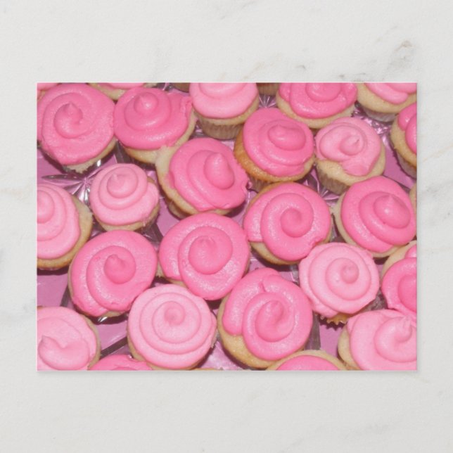 Cartão Postal Cupcakes rosa (Frente)