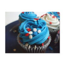 Cartão postal cupcakes vermelho, branco e azul