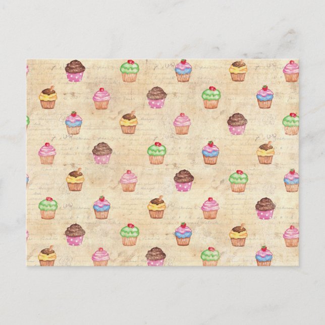 Cartão Postal Cupcakes Vintage (Frente)