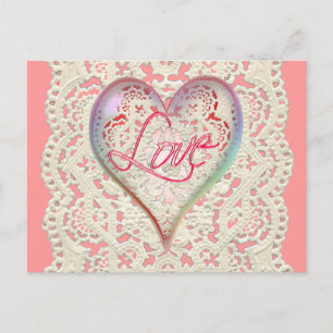 CARTÃO POSTAL CUPID CORAÇÃO AMOR E LACE DE SHARON SHARPE