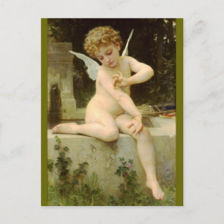 Cartão Postal Cupido com borboleta - Bouguereau
