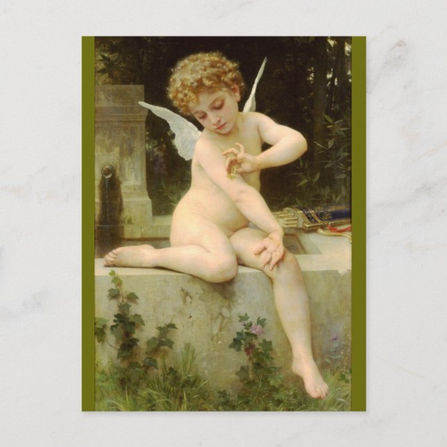 Cartão Postal Cupido com borboleta - Bouguereau (Frente)