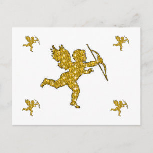 Cartão Postal Cupido Dourado
