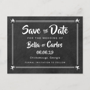 Cartão Postal Cupidos no Quadro-Negro Salvam a Data