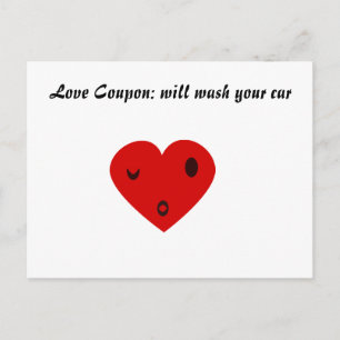 Cartão Postal Cupom de Amor: vou lavar seu carro