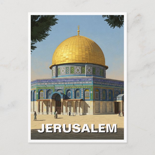 Cartão Postal Cúpula da Rocha de Jerusalém Viagem (Frente)