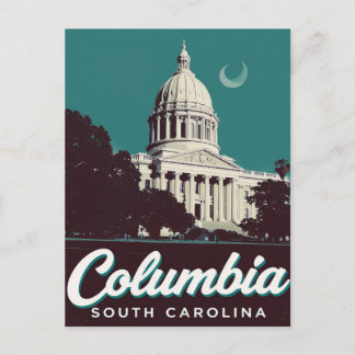 Cartão Postal Cúpula do State House de Columbia SC Arte Vintage
