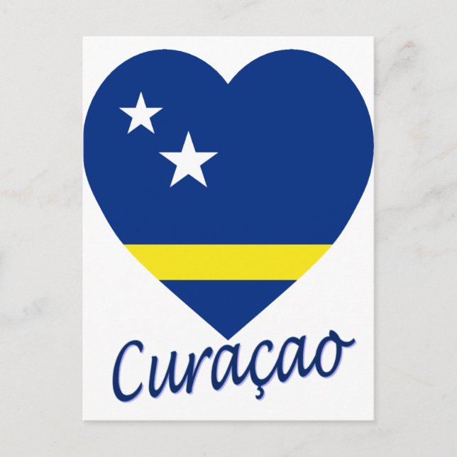 Cartão Postal Curacao Flag Heart (Frente)