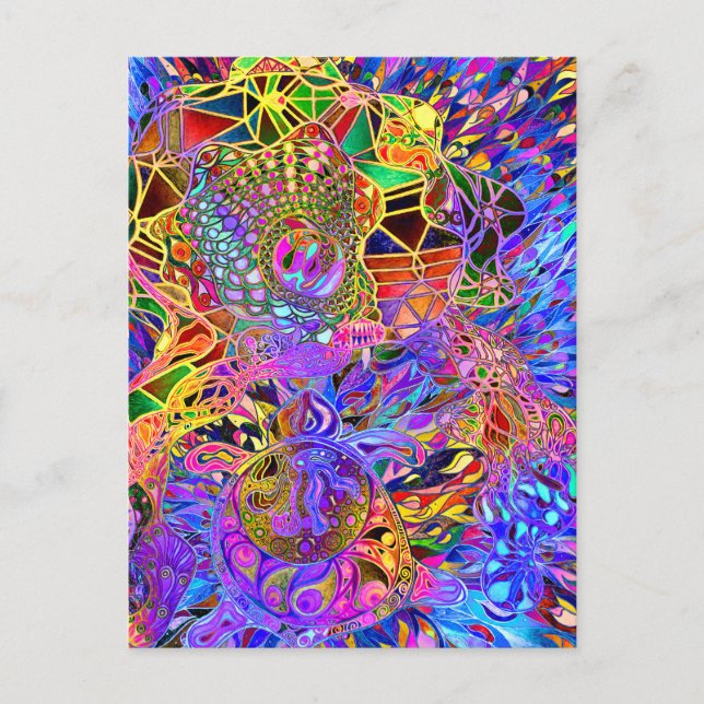 Cartão Postal Curando a Tartaruga do Tempo de Sonho de Arte (Frente)