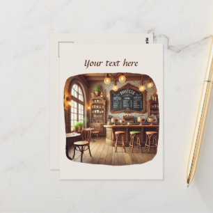 Cartão Postal Curioso adicionar seu compro de café de texto