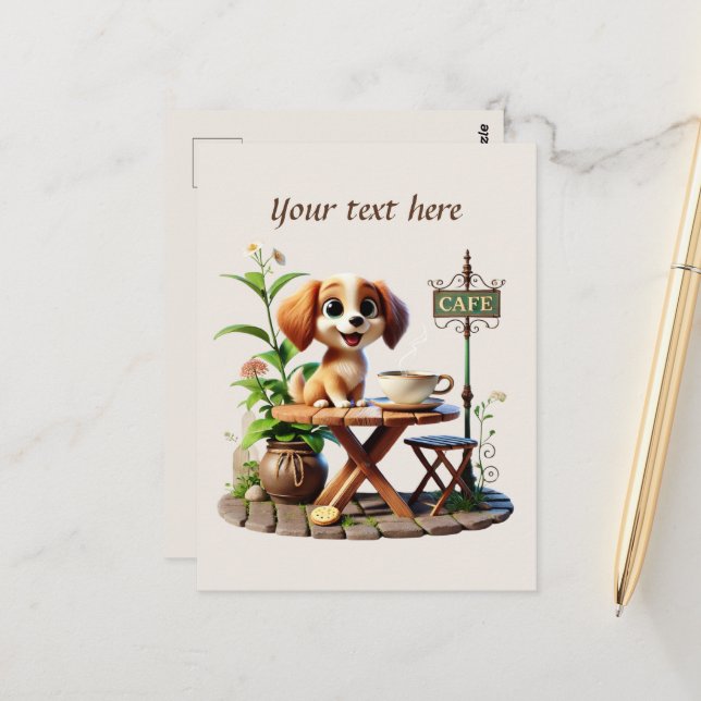 Cartão Postal Curioso adicionar seu compro de café de texto (Frente/Verso In Situ)