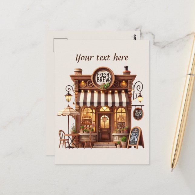 Cartão Postal Curioso adicionar seu compro de café de texto (Frente/Verso In Situ)