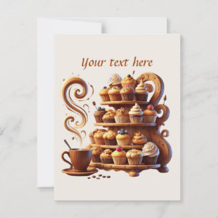 Cartão Postal Curioso adicionar seu compro de café de texto